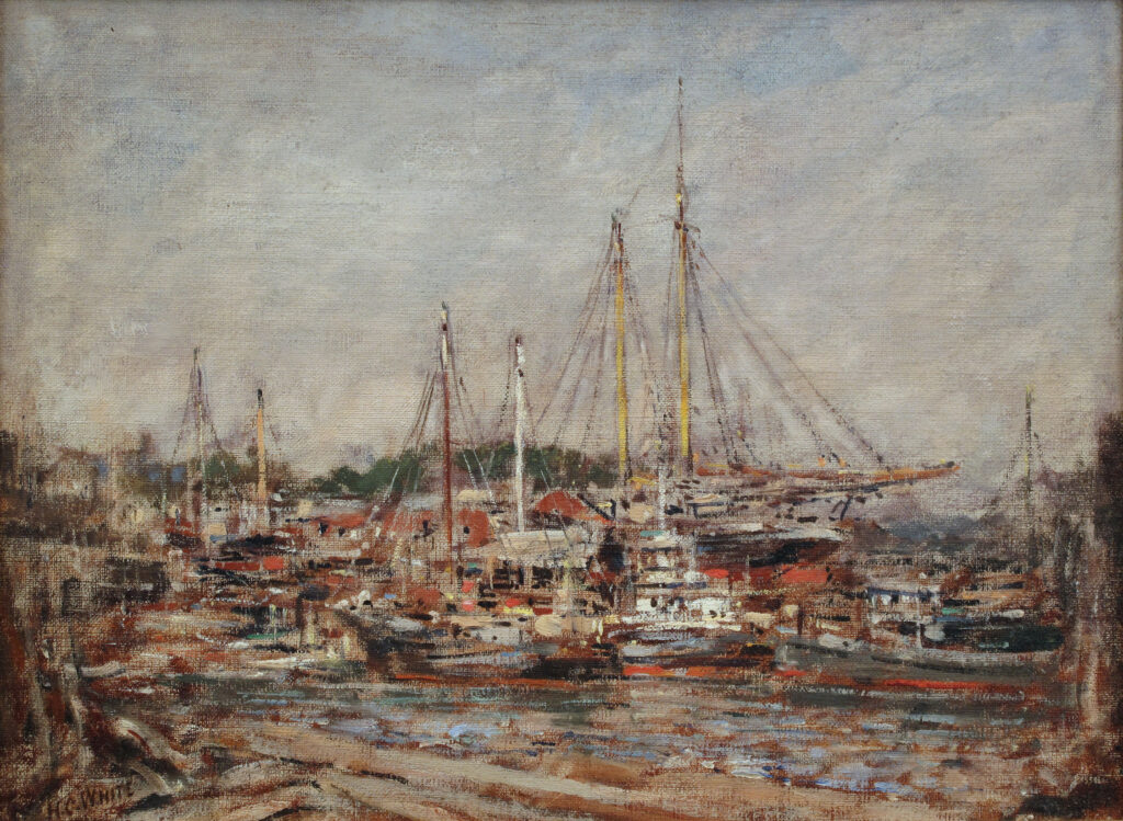 The Shipyard 9 x 12 in. oil 1924