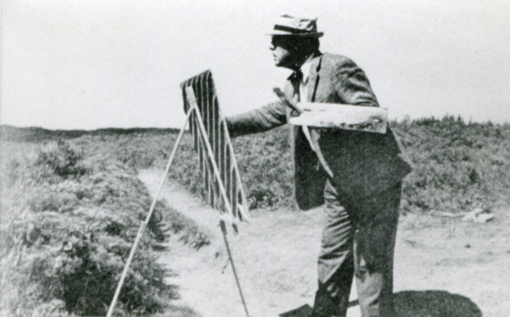 Nelson C. White painting at Block Island cliffs.